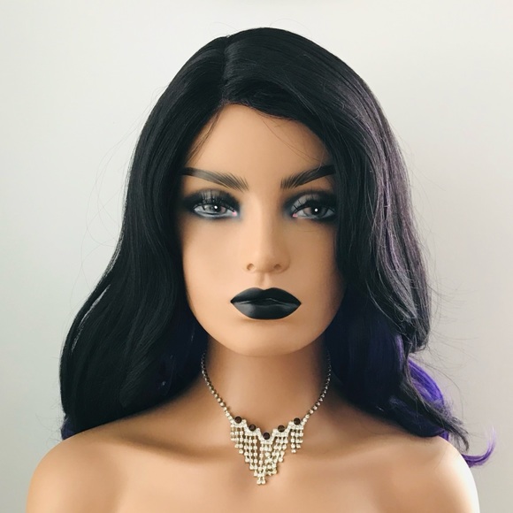 Very Pretty Effortless Style 24” Black & Purple Premium Fiber Wig - Picture 4 of 10